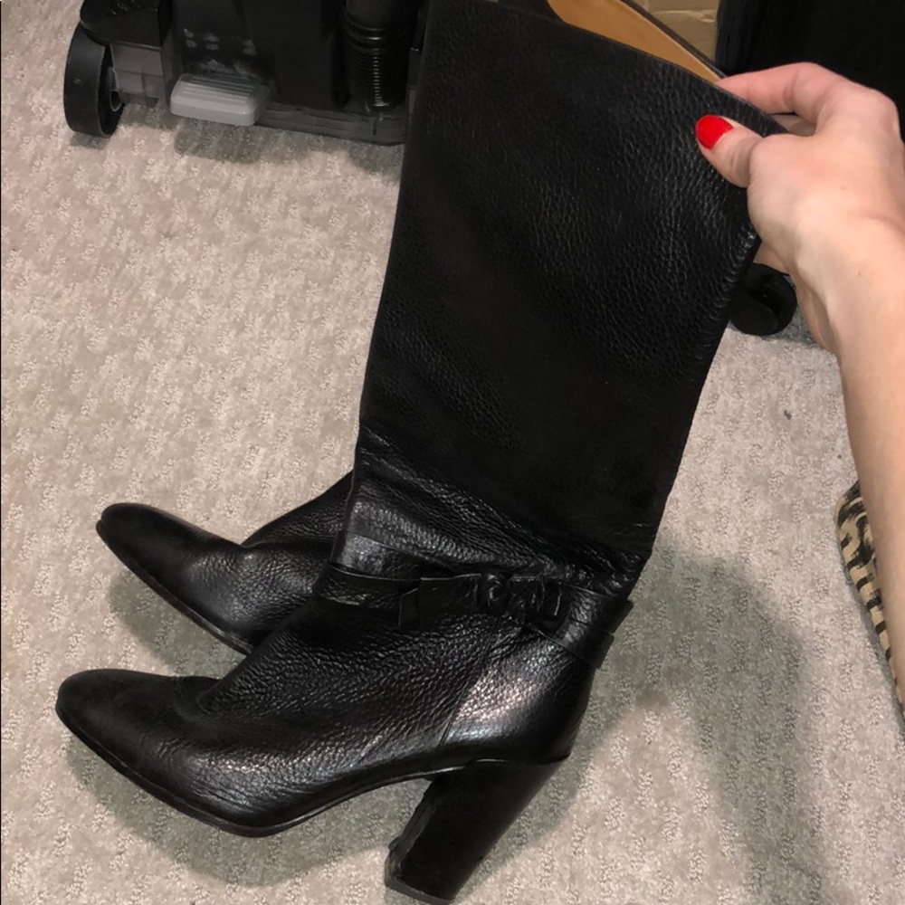 Kate Spade black leather heel boots
